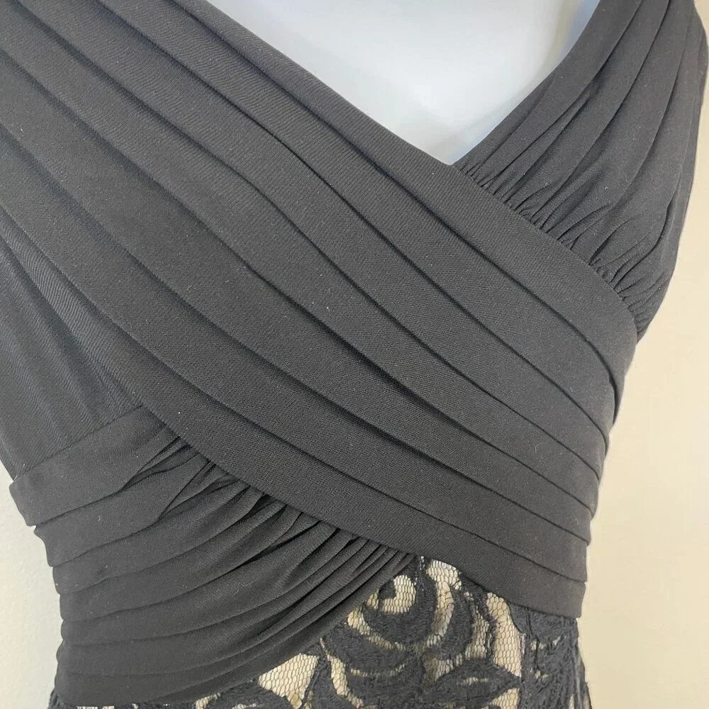 Adrianna Papell Dress Womens 6 Pleated Timeless Cocktail Stretch Lace Sheath LBD - Picture 16 of 16